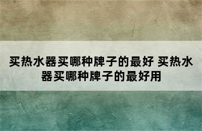 买热水器买哪种牌子的最好 买热水器买哪种牌子的最好用